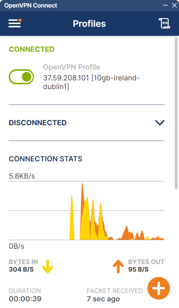 OpenVPN app home screen