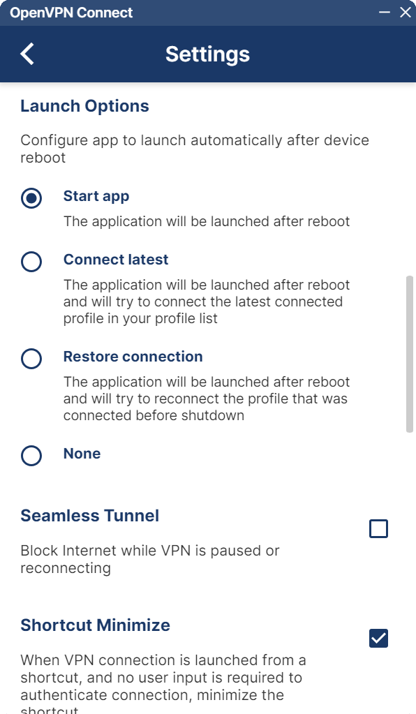 OpenVPN app connected